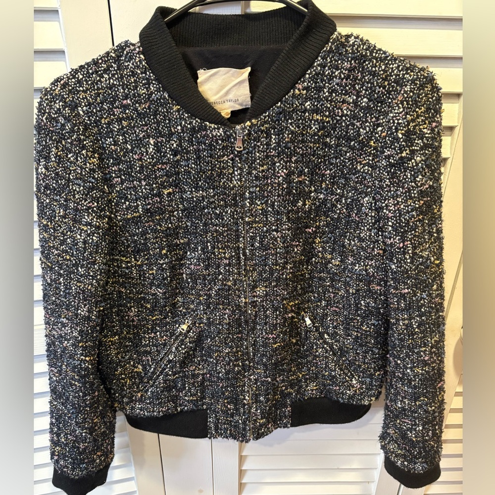 Rebecca Taylor black/multi color Tweed Jacket size 4